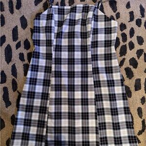 Empyre Black and White Plaid Dress with Subtle Red Accent
